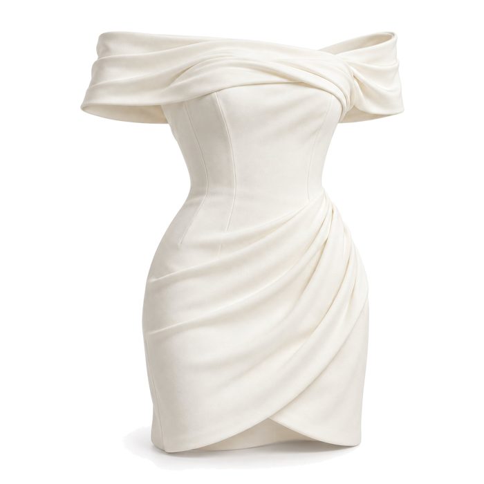 Off-Shoulder Crepe Mini Dress