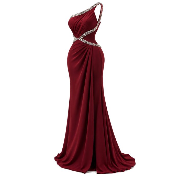 Crystal-Trim Cut-Out Crepe Maxi Dress