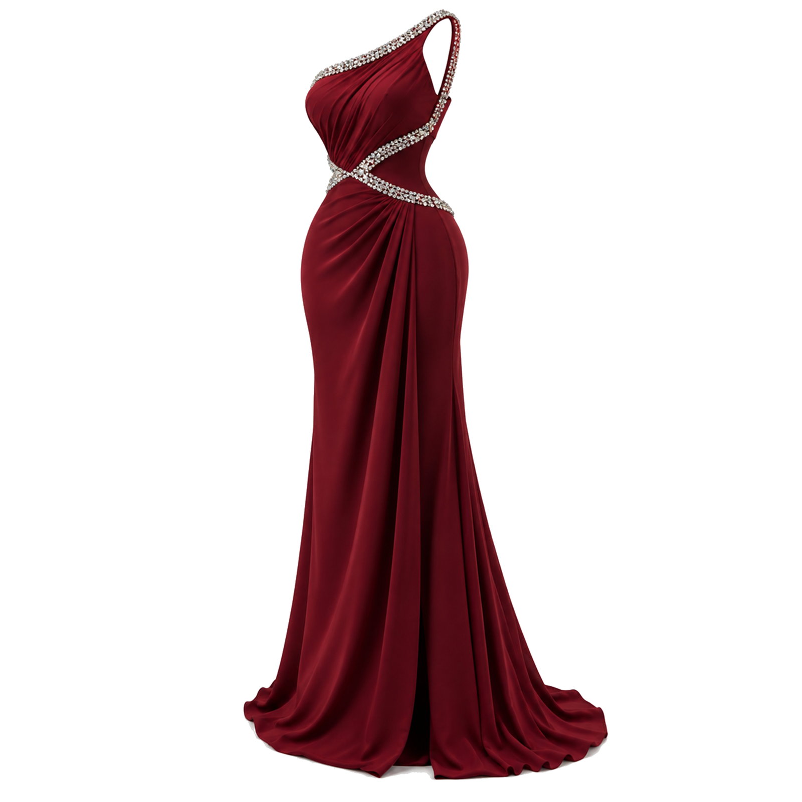 Crystal-Trim Cut-Out Crepe Maxi Dress