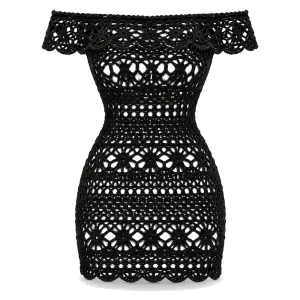 Crochet Off-Shoulder Hollow-Out Dress