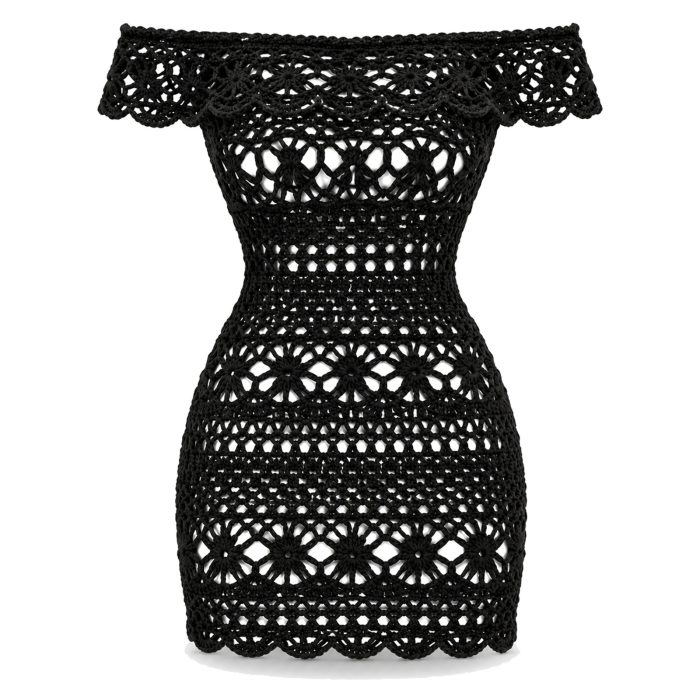 Crochet Off-Shoulder Hollow-Out Dress
