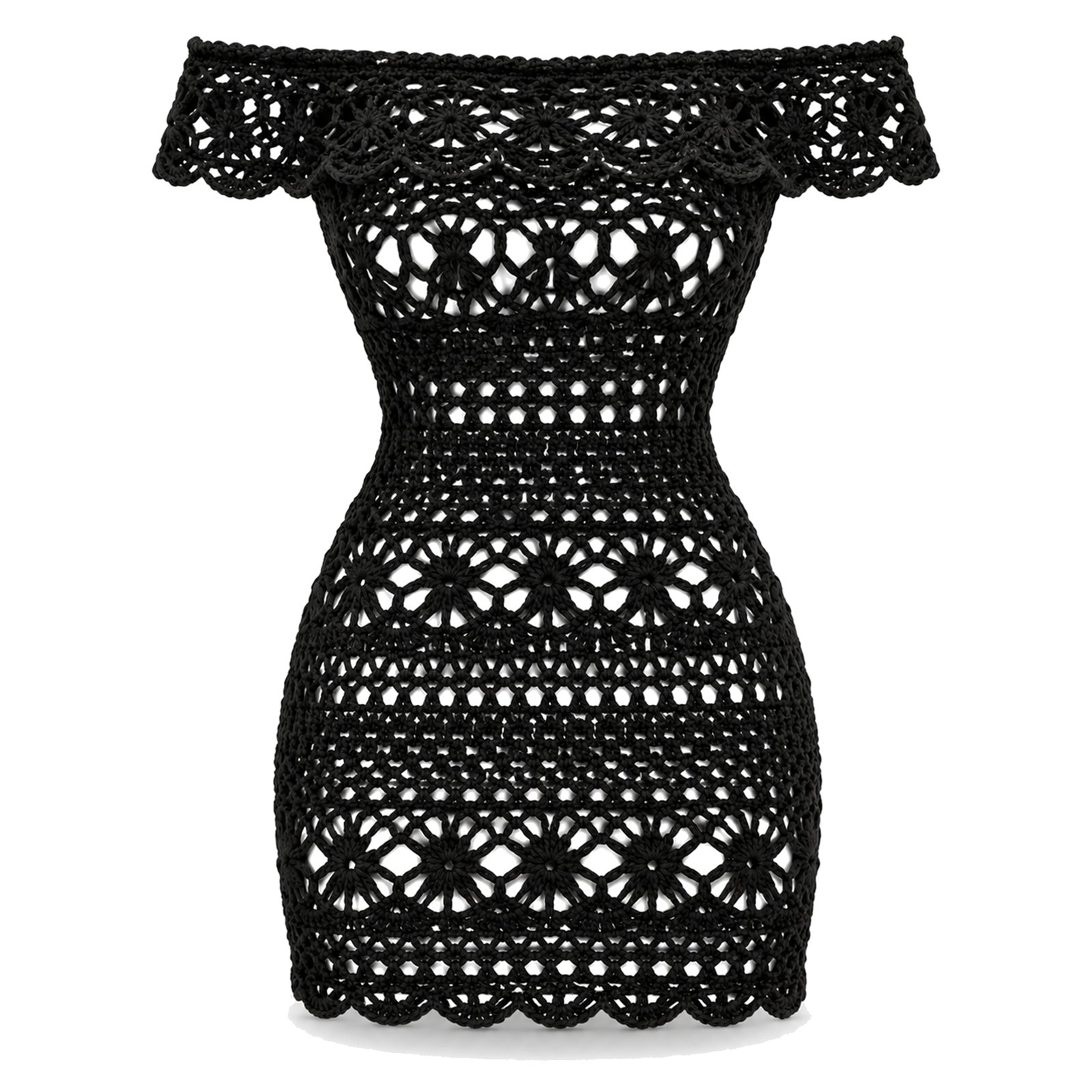 Crochet Off-Shoulder Hollow-Out Dress